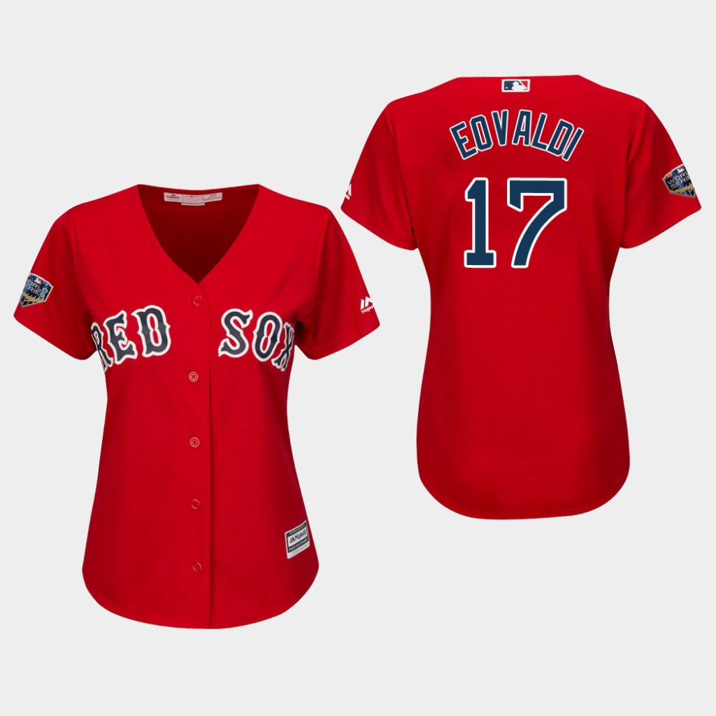 Red Sox #17 Nathan Eovaldi Red Alternate 2018 World Series Women's Stitched MLB Jersey